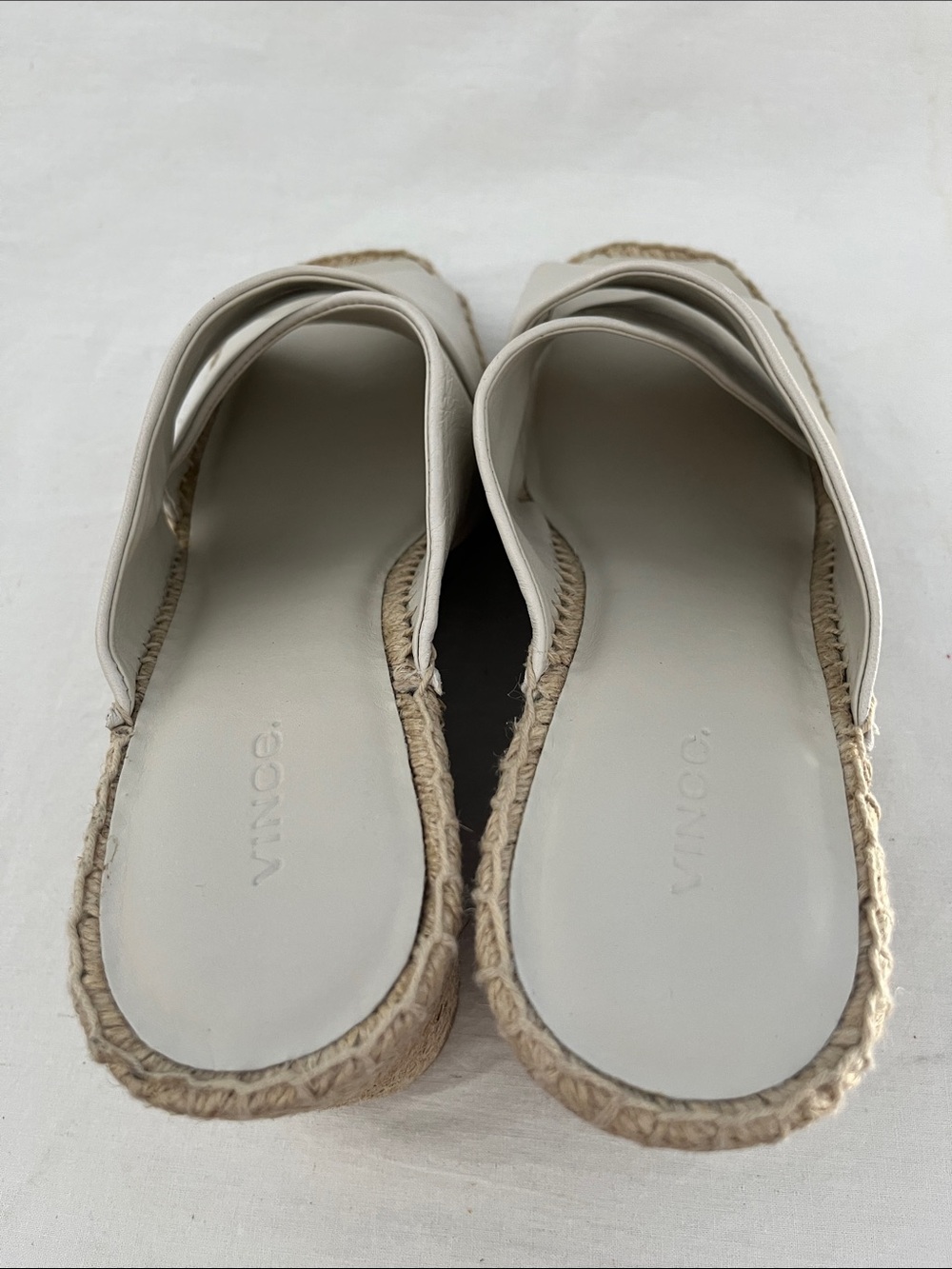 Vince Cream Leather Crisscross Espadrille Mules wedge - Picture 6 of 11